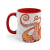 Red Orange Octopus Watercolor Accent Coffee Mug 11Oz /