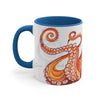 Red Orange Octopus Watercolor Accent Coffee Mug 11Oz