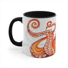 Red Orange Octopus Watercolor Accent Coffee Mug 11Oz
