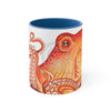 Red Orange Octopus Watercolor Accent Coffee Mug 11Oz Blue /