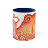 Red Orange Octopus Watercolor Accent Coffee Mug 11Oz Navy /
