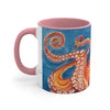 Red Orange Octopus Watercolor Blue Accent Coffee Mug 11Oz