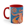 Red Orange Octopus Watercolor Blue Accent Coffee Mug 11Oz