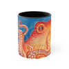 Red Orange Octopus Watercolor Blue Accent Coffee Mug 11Oz Black /