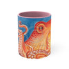 Red Orange Octopus Watercolor Blue Accent Coffee Mug 11Oz Pink /
