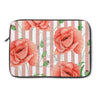 Red Peonies Dusty Pink Stripes Chic Laptop Sleeve 13