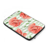 Red Peonies Light Green Stripes Chic Laptop Sleeve