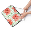 Red Peonies Light Green Stripes Chic Laptop Sleeve