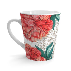 Red Peony Calligraphy Butterfly Art Latte Mug 12Oz Mug