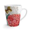 Red Peony Calligraphy Butterfly Art Latte Mug Mug