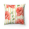 Red Poppies Beige Stripes Chic Art Square Pillow 14X14 Home Decor