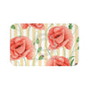 Red Poppies Beige Stripes Chic Bath Mat Large 34X21 Home Decor