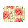 Red Poppies Beige Stripes Chic Bath Mat Small 24X17 Home Decor