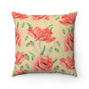 Red Poppies Beige Watercolor Square Pillow Home Decor