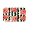 Red Poppies Black Stripes Chic Bath Mat Large 34X21 Home Decor