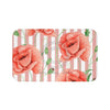 Red Poppies Dusty Pink Stripes Chic Bath Mat Large 34X21 Home Decor