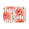 Red Poppies Dusty Pink Stripes Chic Bath Mat Small 24X17 Home Decor