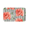Red Poppies Grey Stripes Chic Bath Mat Large 34X21 Home Decor