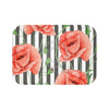 Red Poppies Grey Stripes Chic Bath Mat Small 24X17 Home Decor