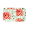 Red Poppies Light Green Stripes Chic Bath Mat Large 34X21 Home Decor