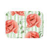 Red Poppies Light Green Stripes Chic Bath Mat Small 24X17 Home Decor