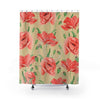 Red Poppies On Beige Watercolor Art Shower Curtain 71X74 Home Decor