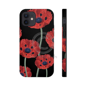 Red Poppies On Black Vintage Art Case Mate Tough Phone Cases Iphone 12