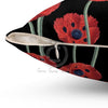 Red Poppies On Black Vintage Art Square Pillow Home Decor