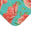 Red Poppies On Teal Watercolor Art Bath Mat Home Decor