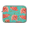 Red Poppies On Teal Watercolor Art Laptop Sleeve 13