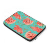 Red Poppies On Teal Watercolor Art Laptop Sleeve