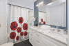 Red Poppies On White Vintage Art Shower Curtain Home Decor