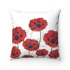Red Poppies On White Vintage Art Square Pillow 14 × Home Decor
