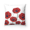 Red Poppies On White Vintage Art Square Pillow Home Decor