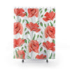 Red Poppies On White Watercolor Art Shower Curtain 71X74 Home Decor