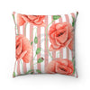 Red Poppies Pink Stripes Chic Art Square Pillow Home Decor