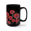 Red Poppies Vintage Black Mug 15 Oz