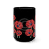 Red Poppies Vintage Black Mug 15 Oz