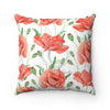 Red Poppies White Watercolor Square Pillow Home Decor