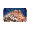 Red Rust Octopus Vintage Map Blue Cosmic Watercolor Art Bath Mat 34 × 21 Home Decor