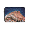 Red Rust Octopus Vintage Map Blue Cosmic Watercolor Art Laptop Sleeve 13