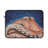 Red Rust Octopus Vintage Map Blue Cosmic Watercolor Art Laptop Sleeve 15