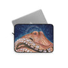Red Rust Octopus Vintage Map Blue Cosmic Watercolor Art Laptop Sleeve