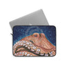 Red Rust Octopus Vintage Map Blue Cosmic Watercolor Art Laptop Sleeve