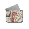 Red Seahorse Love Vintage Map Nautical Ocean Art Laptop Sleeve