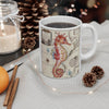 Red Seahorse Vintage Map Watercolor Mug 11Oz