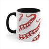 Red Tentacles Octopus Ink On White Art Accent Coffee Mug 11Oz