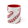 Red Tentacles Octopus Ink On White Art Accent Coffee Mug 11Oz