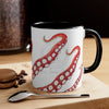 Red Tentacles Octopus Ink On White Art Accent Coffee Mug 11Oz