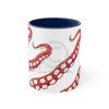 Red Tentacles Octopus Ink On White Art Accent Coffee Mug 11Oz Navy /